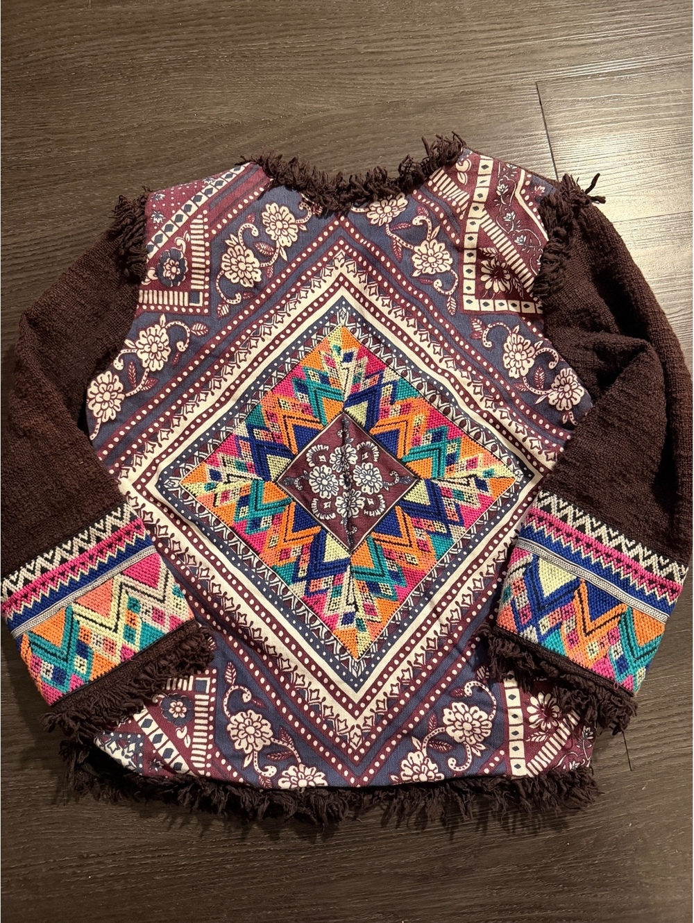 Billabong Lou Embroidered Fringe Tapestry Crop Jacket